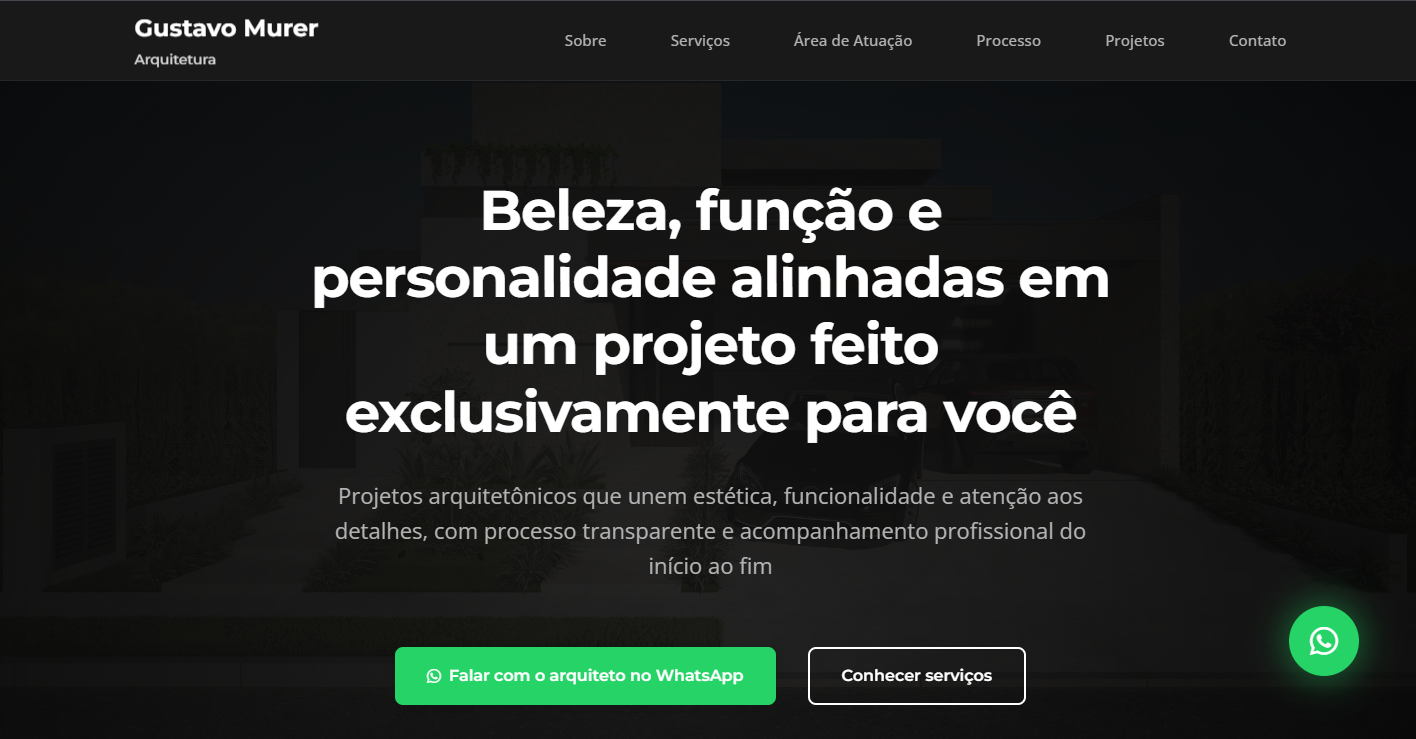 Site Gustavo Murer Arquitetura em desktop